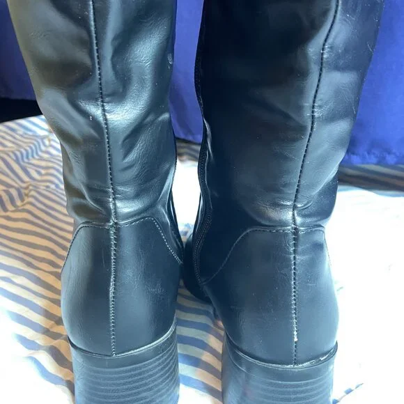 OVER THE KNEE BLACK BOOTS "PATTY"  SZ 8 PIRATE - Picture 3 of 11